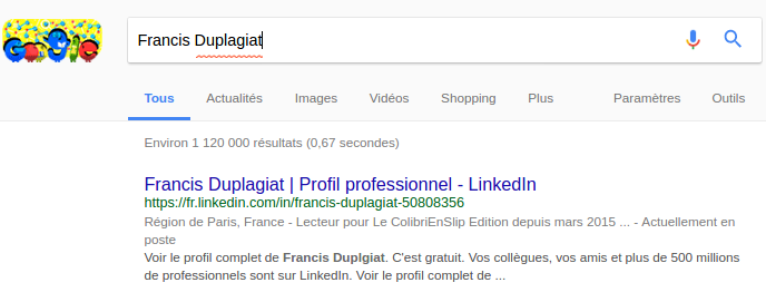 Recherche google Francis Duplagiat